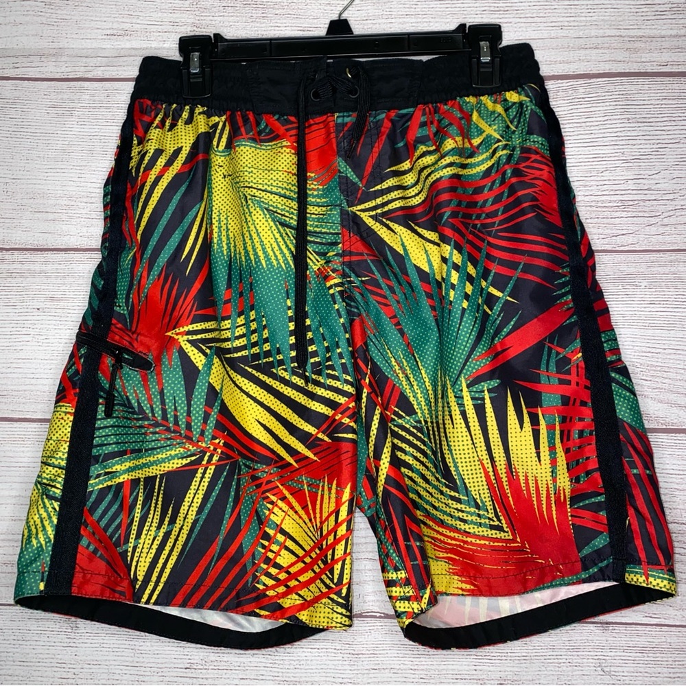 Adidas Tropic Thunder Storm Men’s Swim Trunk Shorts Black Green and Red
